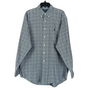 Ralph Lauren Blake Men Shirt Size L Black White Check Cotton Classic Button Down